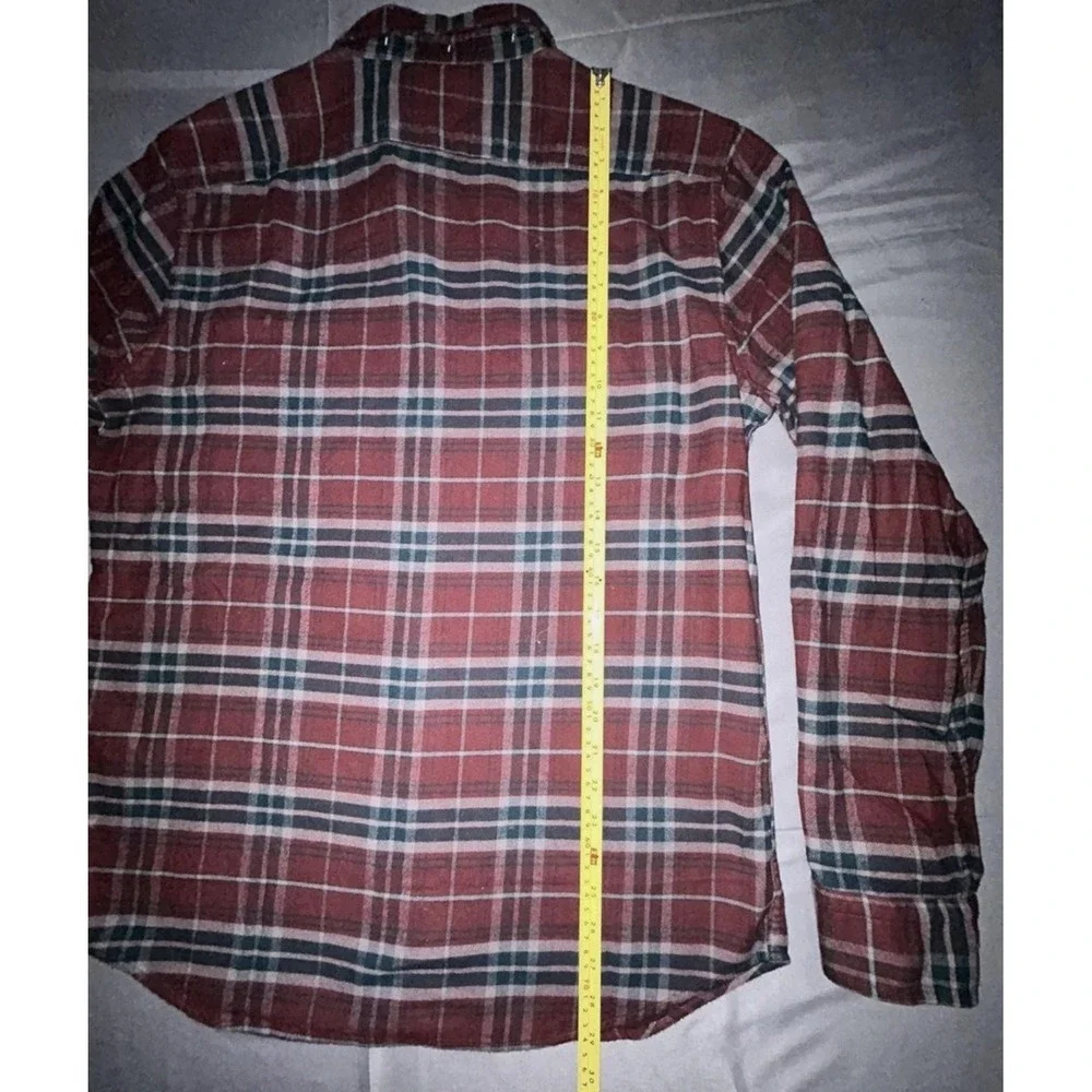 Banana Republic Shirt Mens Medium Red Plaid Flannel Long Sleeve Button Up‎